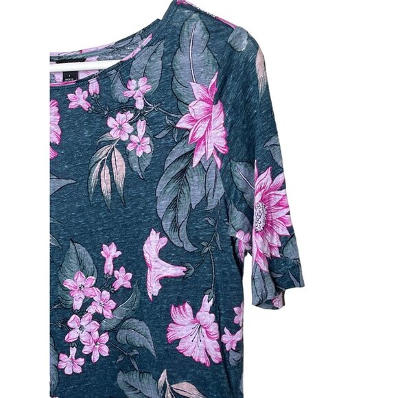 Ann Taylor Green Linen Floral Blouse Small Garden Casual Work Spring Summe - Picture 5 of 13